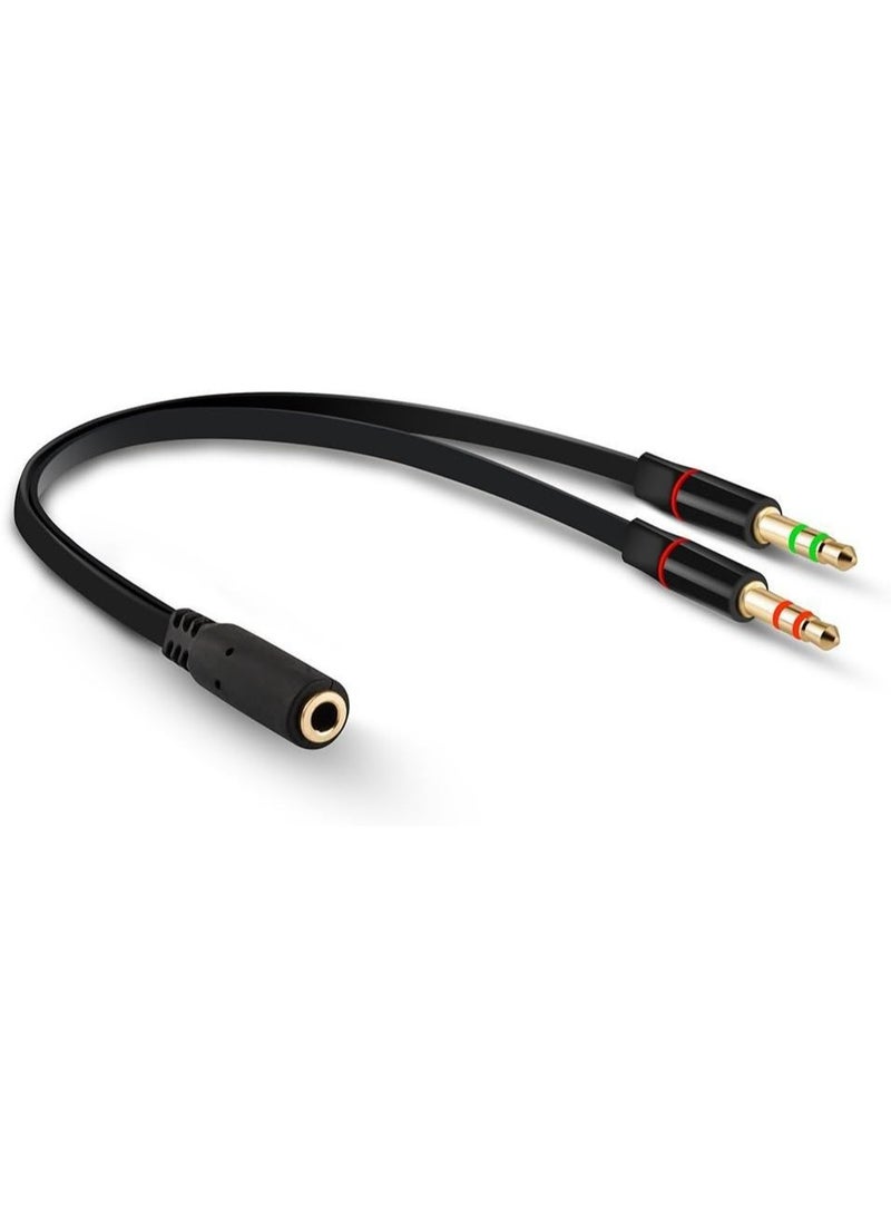 Headphone Splitter For Computer 3.5mm Female to 2 Dual 3.5mm Male Headphone Mic Audio Y Splitter Cable Smartphone Headset to PC Adapter - Image 2